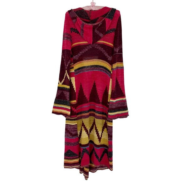 Free People Hooded Long Multicolor Cardigan | Boho Coastal Cowgirl Tribal Indie - Picture 8 of 16